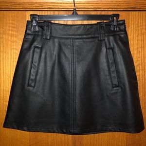Black Faux Leather Mini Skirt